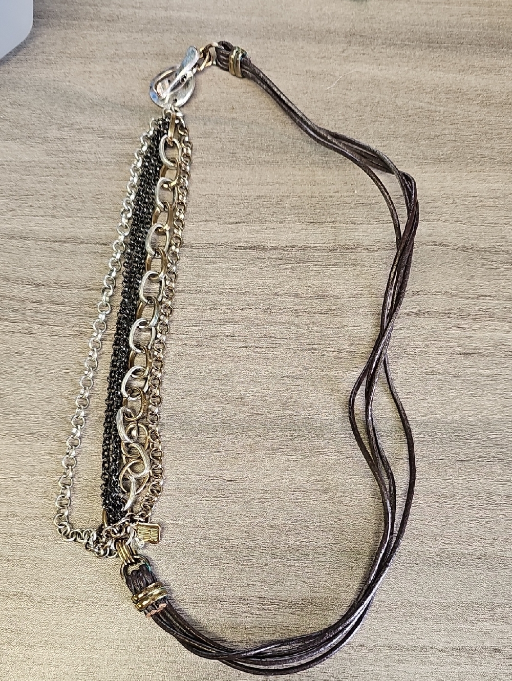 RLM SOHO Mixed Metals And Leather Necklace